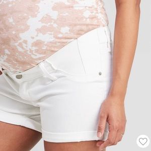 White Maternity Shorts Side Panel